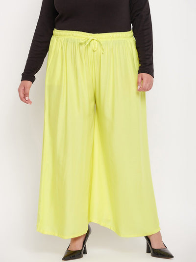 Lemon Solid Rayon Jumbo Sharara with elasticated waistband and drawstring.