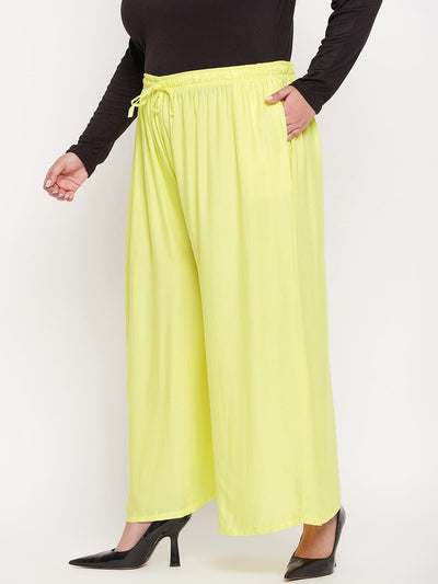 Lemon Solid Rayon Jumbo Sharara with elasticated waistband and drawstring.