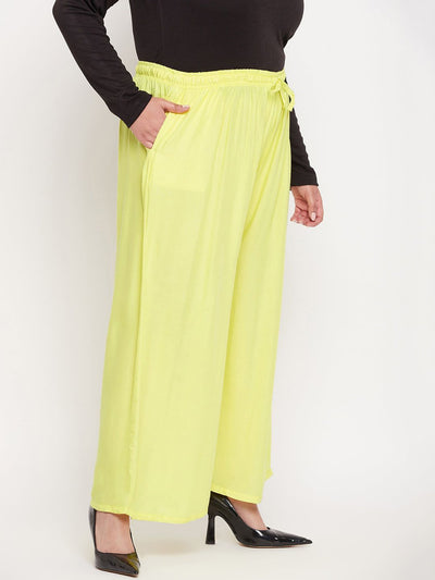 Lemon Solid Rayon Jumbo Sharara with elasticated waistband and drawstring.