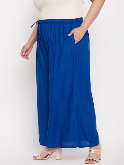 Royal Blue Solid Rayon Jumbo Sharara