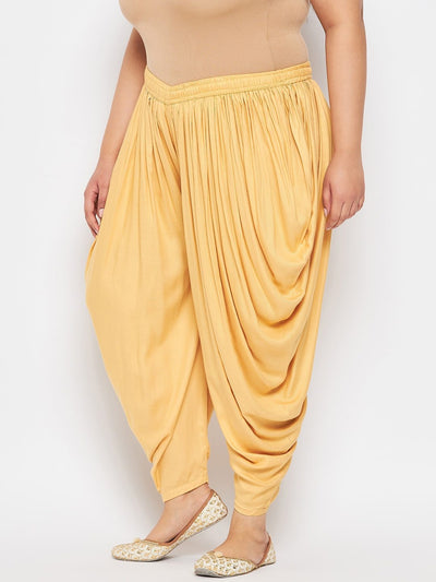 Fawn Solid Rayon Dhoti Salwar with elasticated waistband and drawstring.