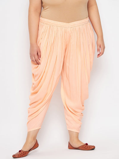 Peach Solid Rayon Dhoti Salwar