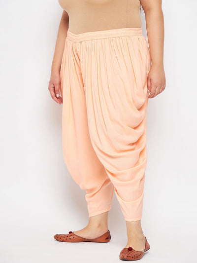 Peach Solid Rayon Dhoti Salwar