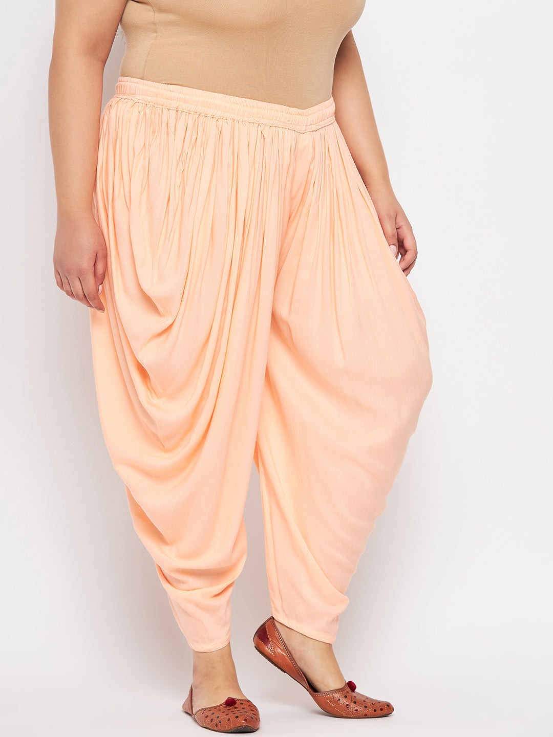 Peach Solid Rayon Dhoti Salwar