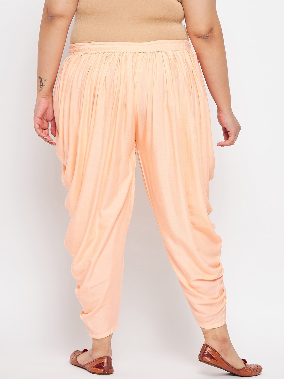 Peach Solid Rayon Dhoti Salwar