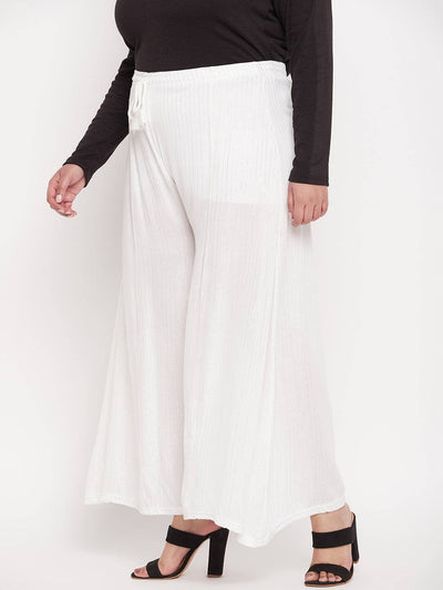 White Striped Embellished Flared Sharara