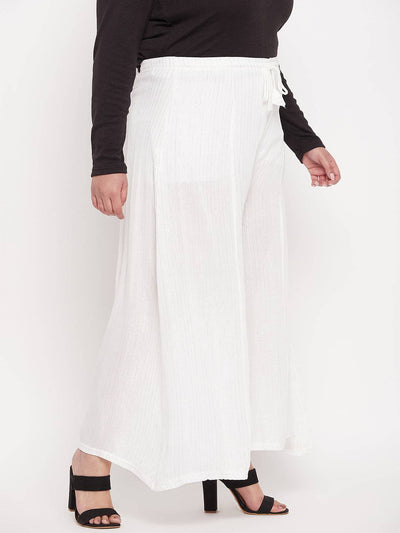 White Striped Embellished Flared Sharara