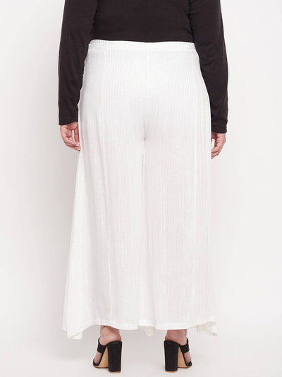 White Striped Embellished Flared Sharara
