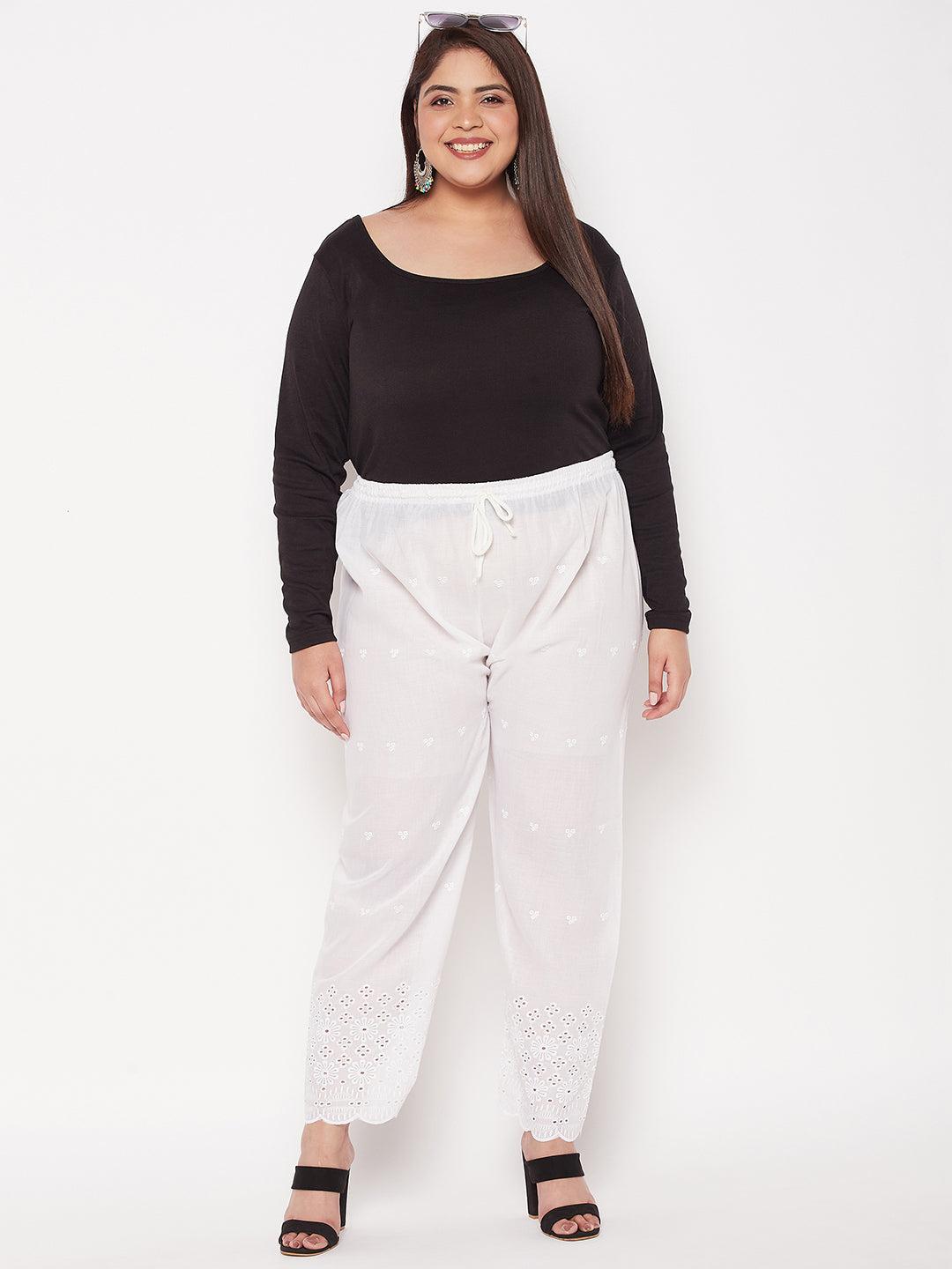 White Chikankari Cotton Palazzo