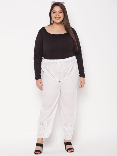 White Chikankari Cotton Palazzo