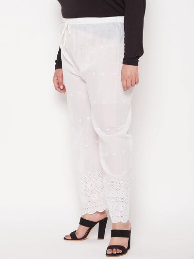 White Chikankari Cotton Palazzo