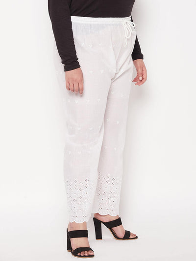 White Chikankari Cotton Palazzo