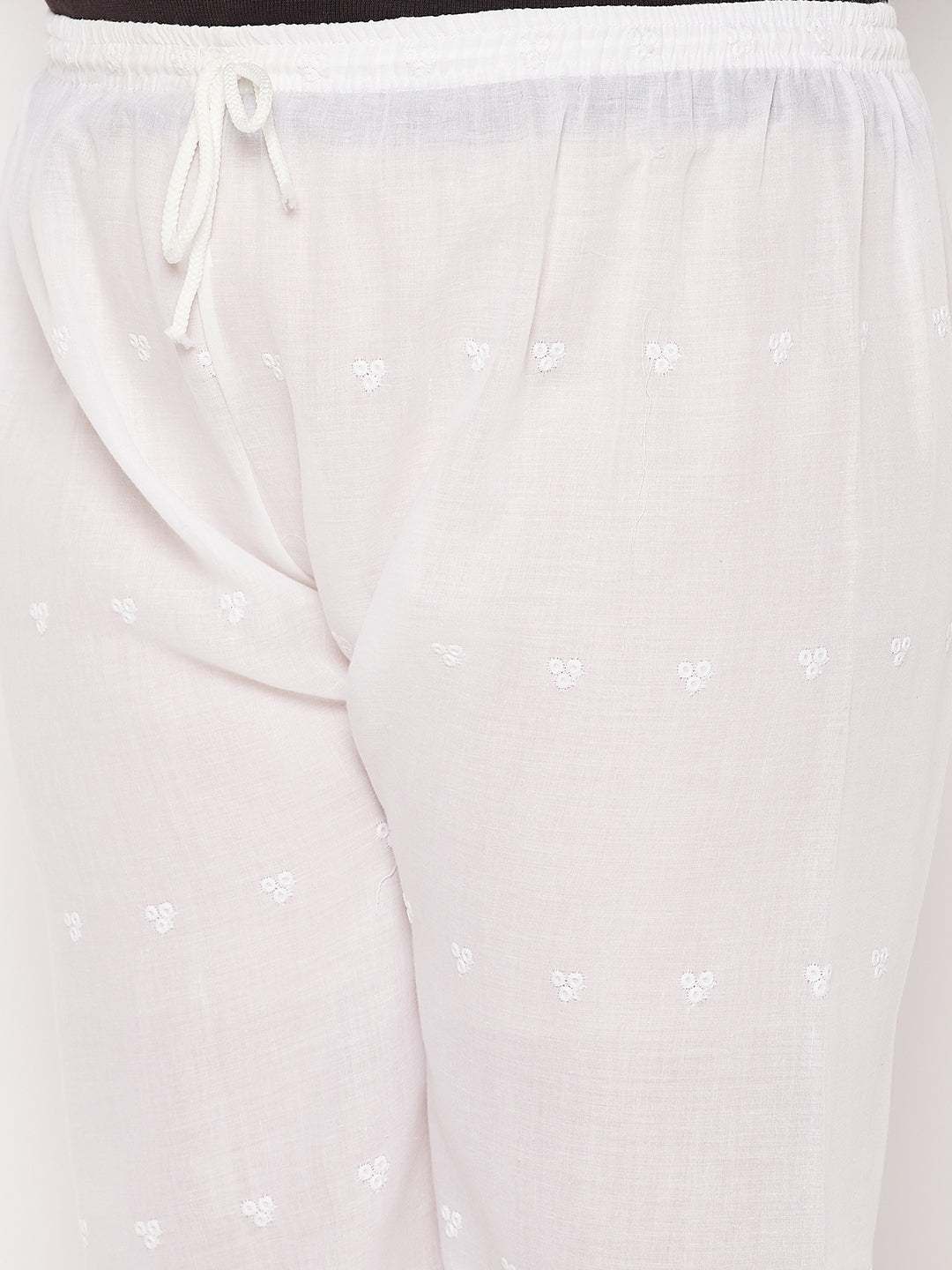White Chikankari Cotton Palazzo