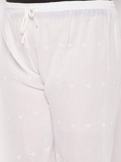 White Chikankari Cotton Palazzo
