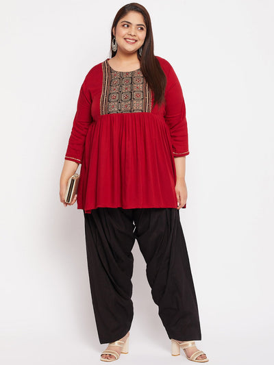 Black Solid Semi Patiala Cotton Salwar