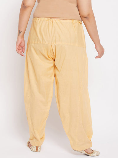 Fawn solid semi Patiala cotton salwar with drawstring waistband.