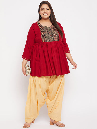 Fawn solid full Patiala cotton salwar with drawstring waistband.