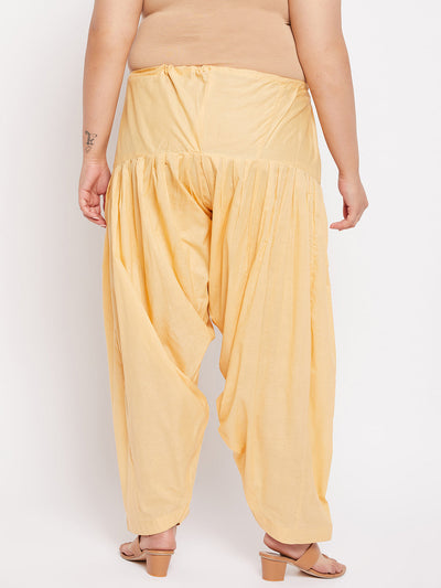 Fawn solid full Patiala cotton salwar with drawstring waistband.