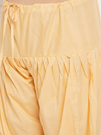 Fawn solid full Patiala cotton salwar with drawstring waistband.