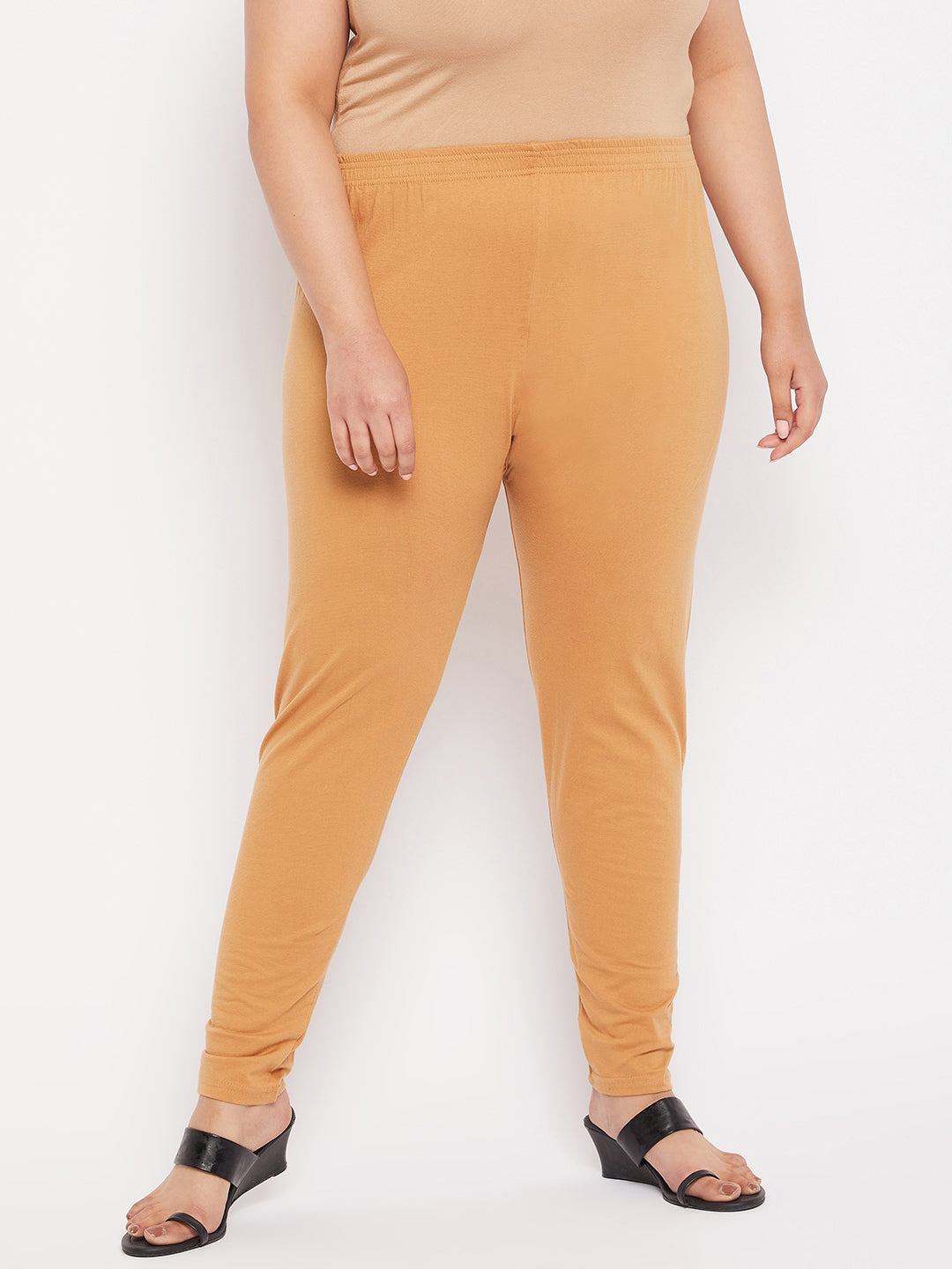 Fawn Solid Ankle Length Leggings with elasticated waistband.