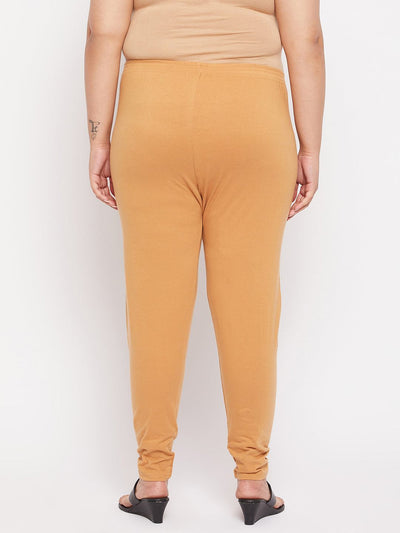 Fawn solid ankle length leggings with elasticated waistband.