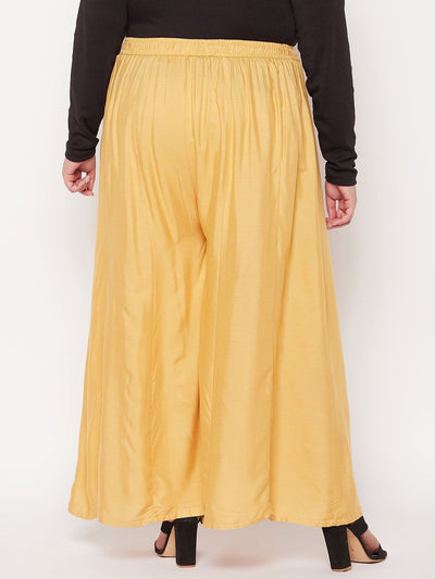 Fawn Solid Rayon Flared Sharara with elasticated waistband and drawstring.