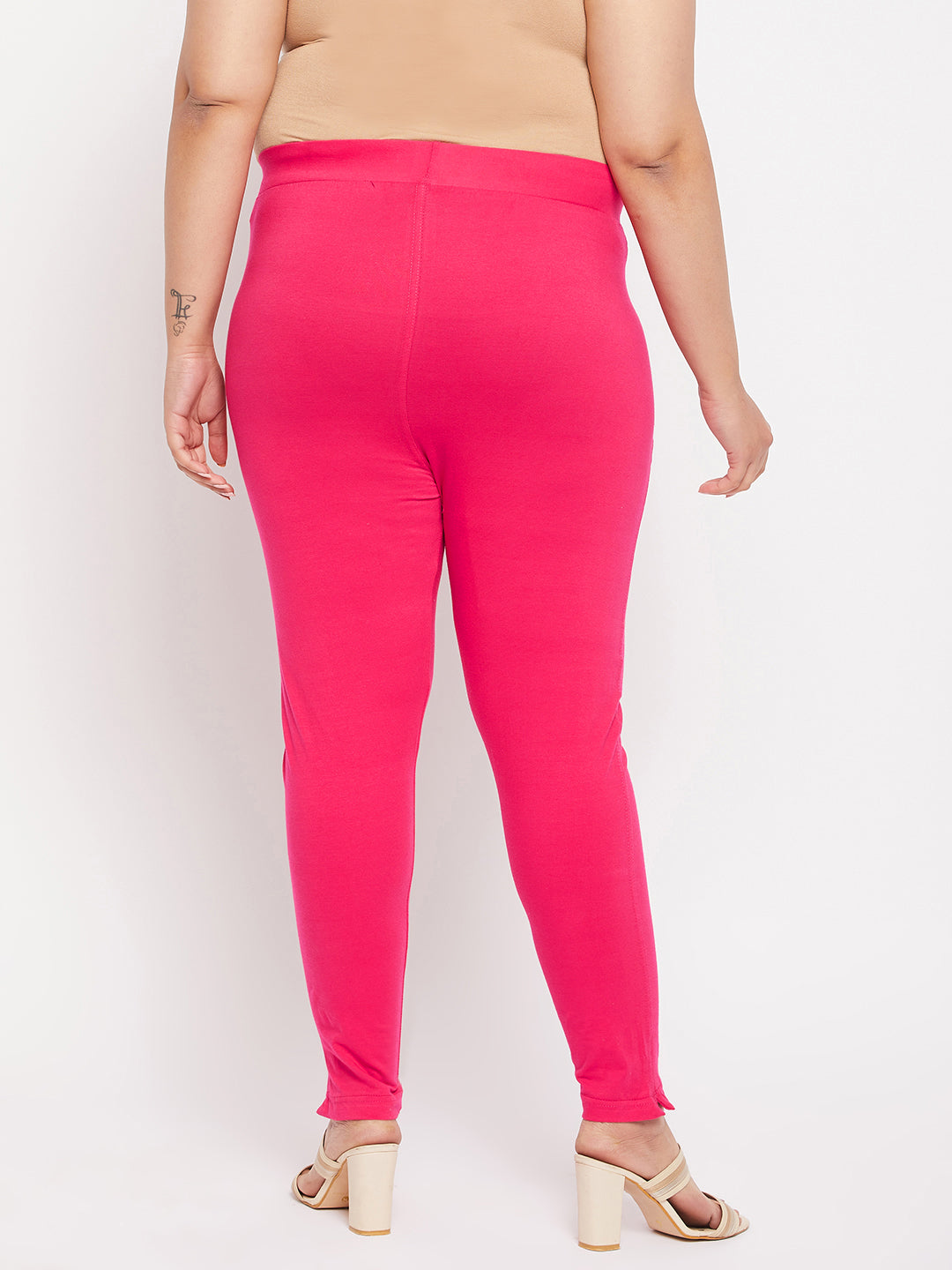 Magenta Solid Ankle Length Leggings