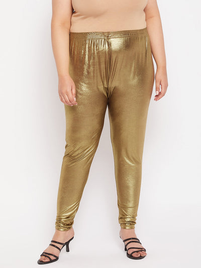 Dark Golden Solid Shimmer Leggings