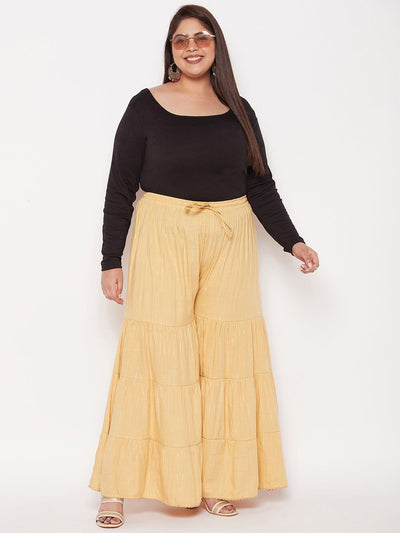 Fawn Striped Rayon Flared Gharara