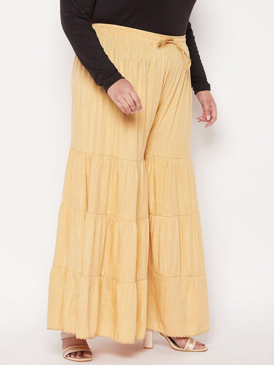 Fawn Striped Rayon Flared Gharara