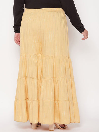Fawn Striped Rayon Flared Gharara