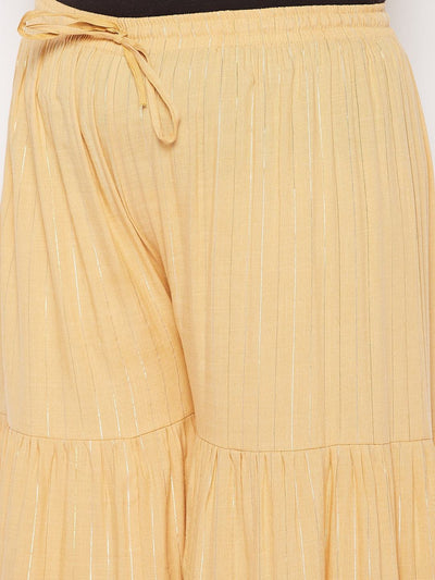 Fawn Striped Rayon Flared Gharara