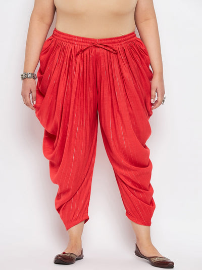 Red Striped Rayon Dhoti Salwar