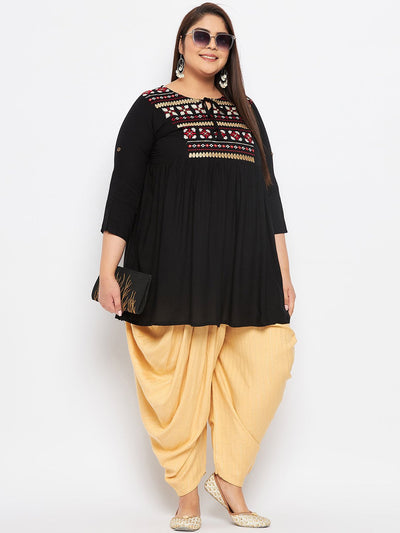 Fawn Striped Rayon Dhoti Salwar with elasticated waistband and drawstring.