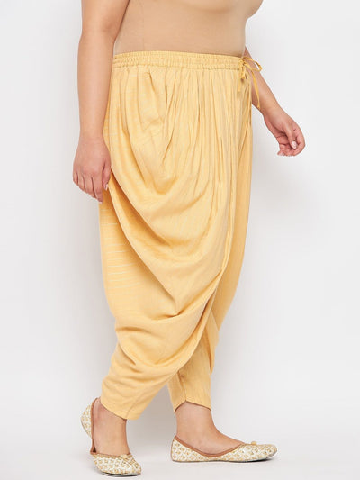 Fawn Striped Rayon Dhoti Salwar with elasticated waistband and drawstring.