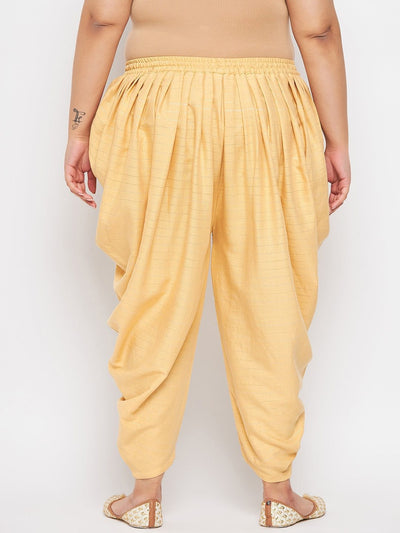 Fawn striped rayon dhoti salwar with silver stripes and elasticated waistband.