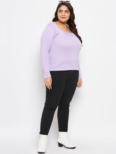 Mauve Solid Full Sleeves Top