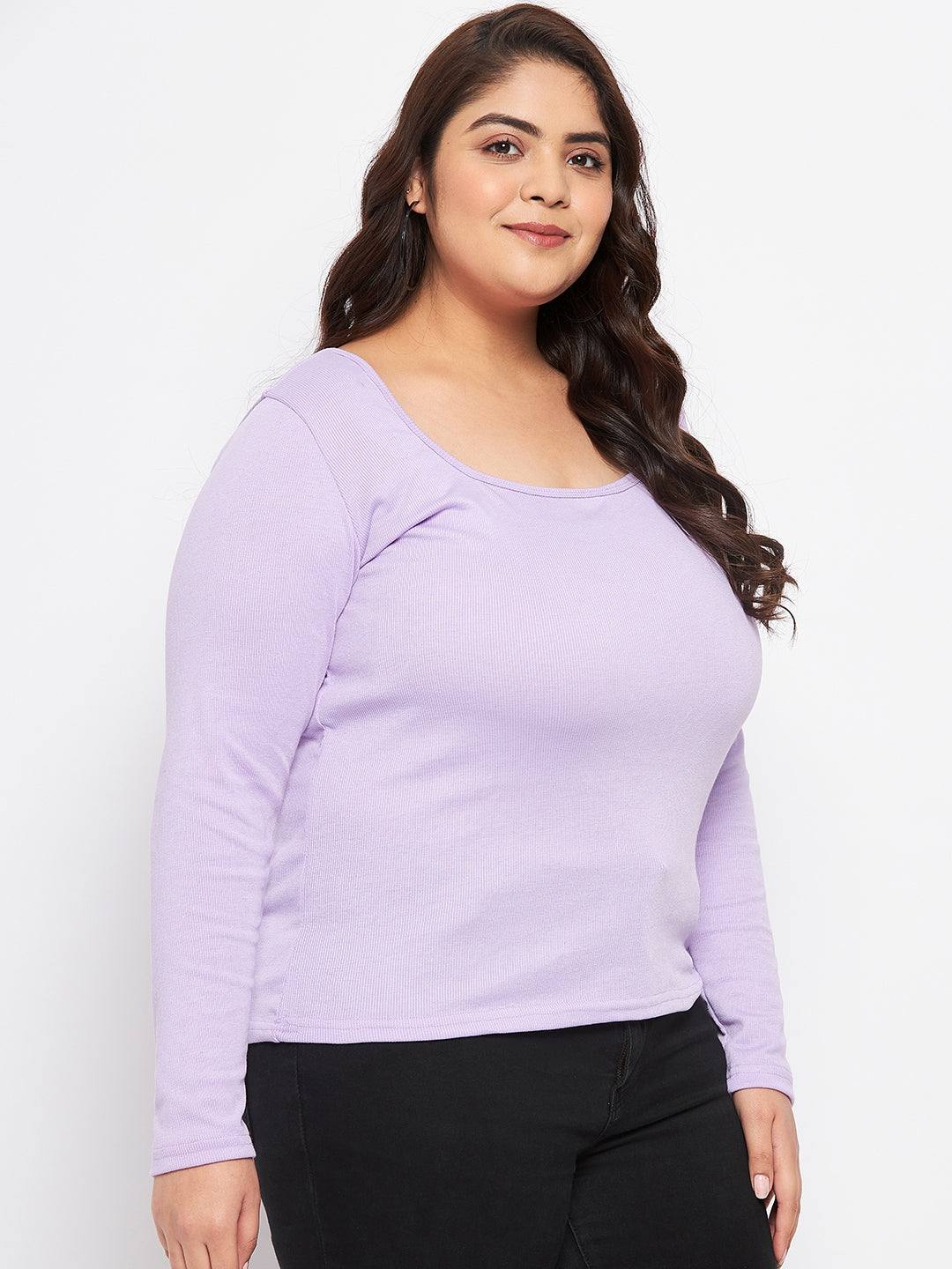 Mauve Solid Full Sleeves Top