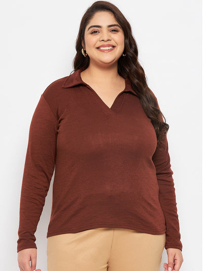 Coffee Collar Neck Solid Top