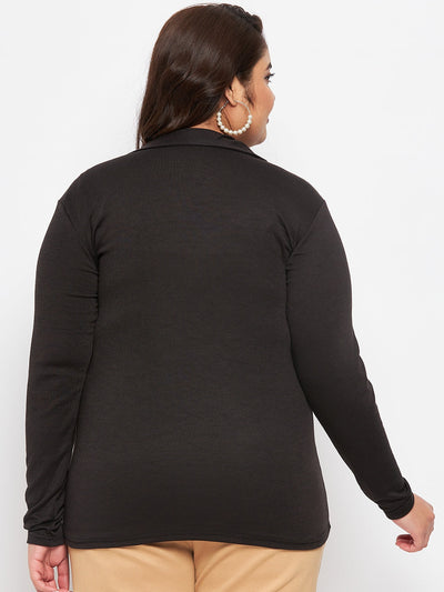 Black Collar Neck Solid Top
