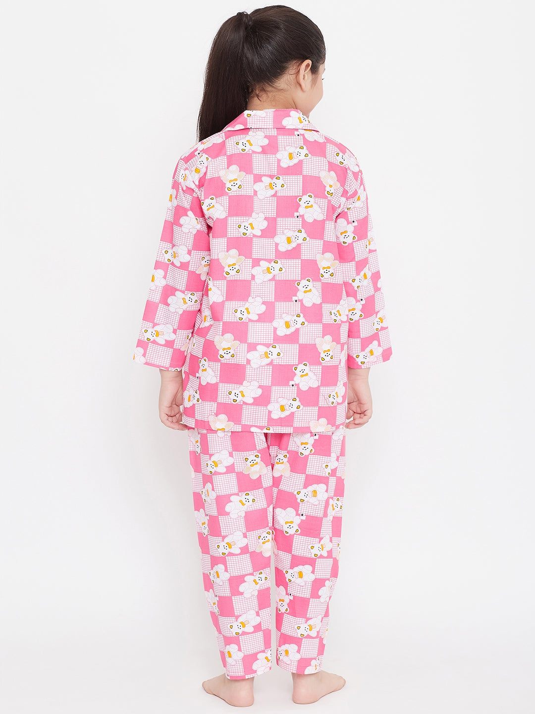Kydzi Peach & Pink Printed Rayon Nightsuit (Pack of 2)