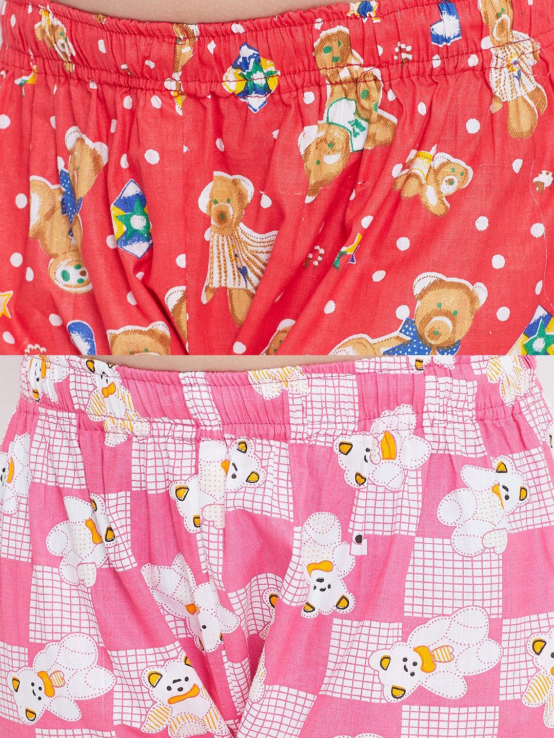 Kydzi Peach & Pink Printed Rayon Nightsuit (Pack of 2)