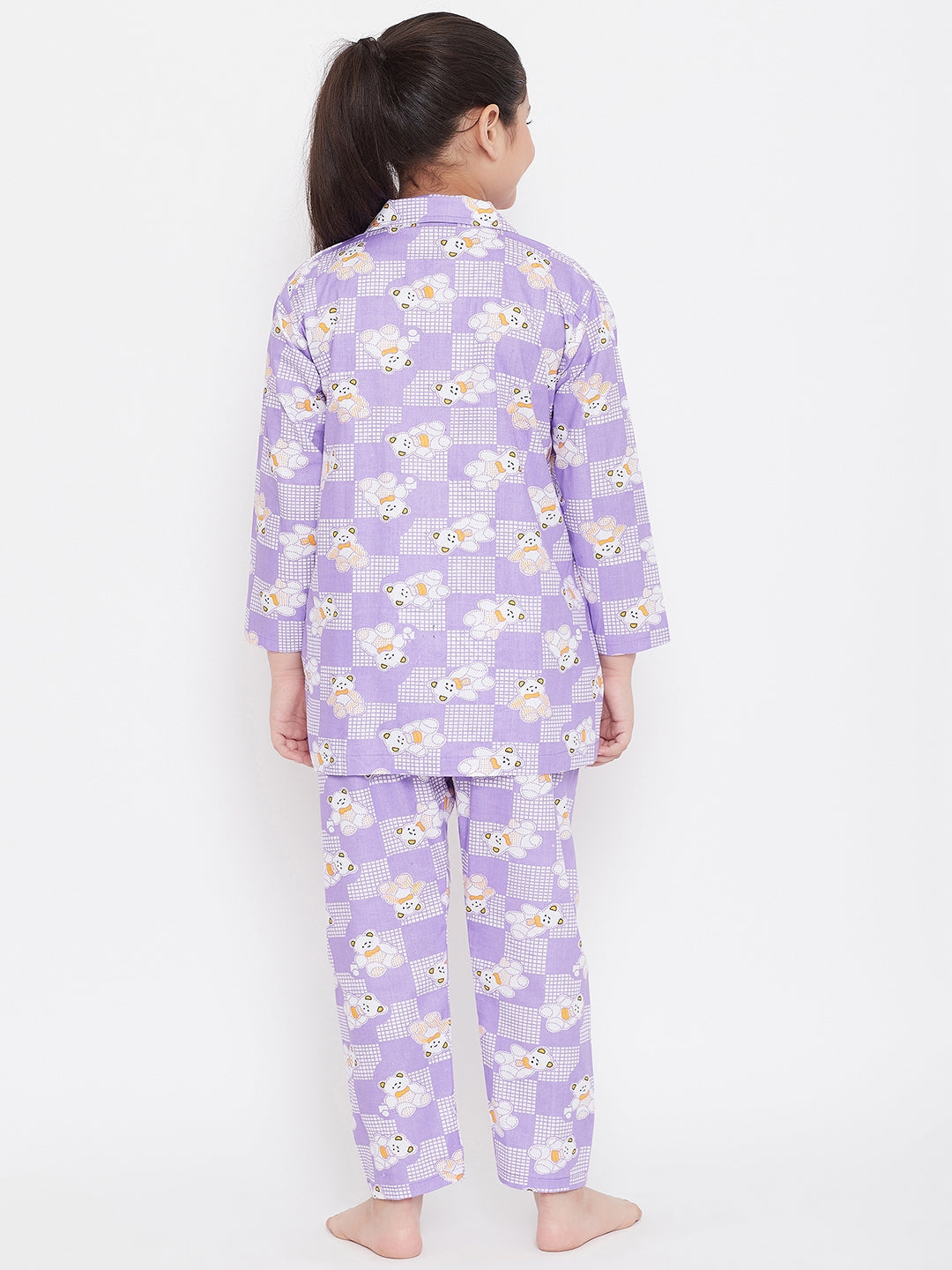 Kydzi Peach & Purple Printed Rayon Nightsuit (Pack of 2)