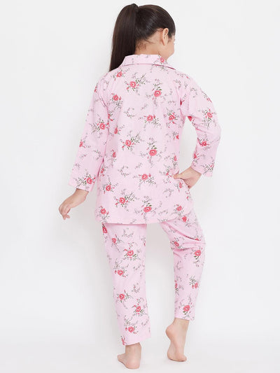 Kydzi Peach & Pink Printed Rayon Nightsuit (Pack of 2)