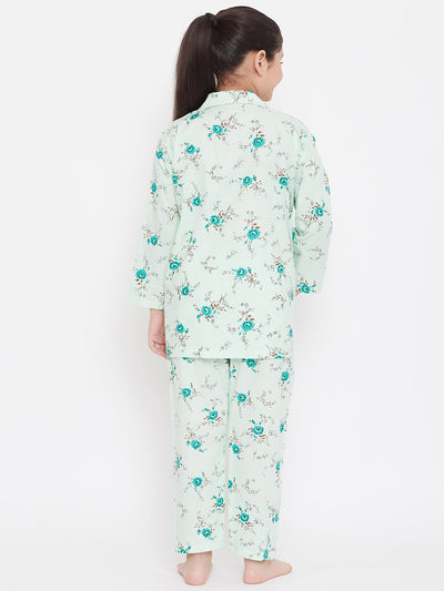 Kydzi Peach & Green Printed Rayon Nightsuit (Pack of 2)