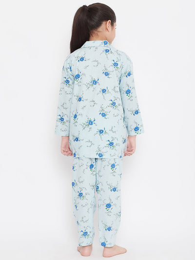 Kydzi Pink & Blue Printed Rayon Nightsuit (Pack of 2)