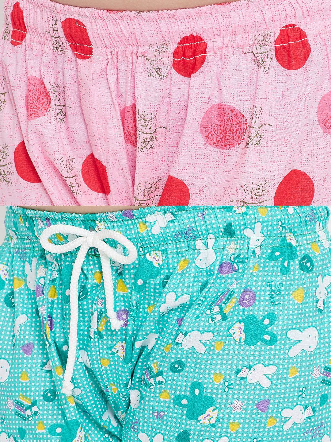 Kydzi Pink & Turquoise Printed Rayon Nightsuit (Pack of 2)