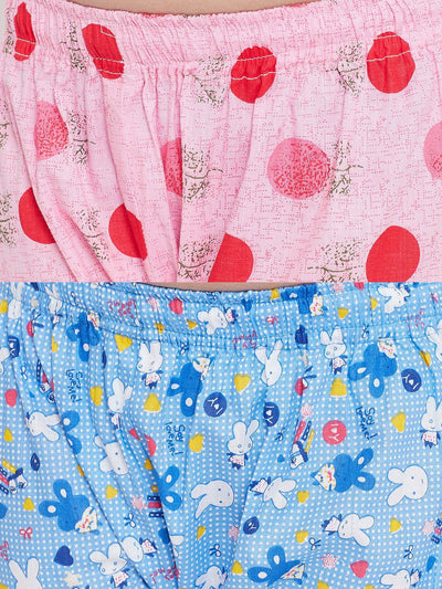 Kydzi Pink & Blue Printed Rayon Nightsuit (Pack of 2)