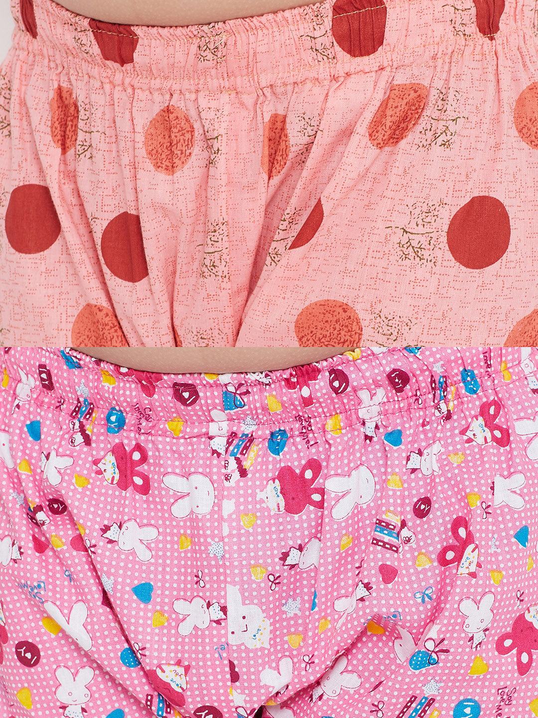 Peach and pink printed rayon night suit pack of 2.