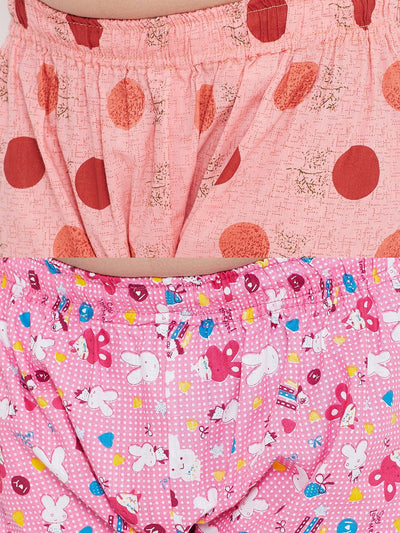 Peach and pink printed rayon night suit pack of 2.